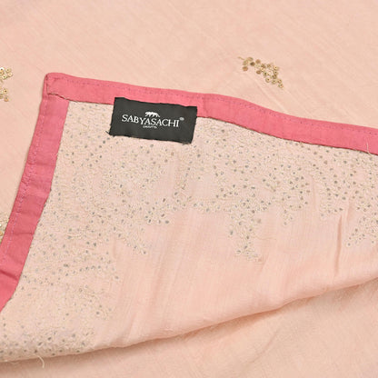 Rare Vintage Peach Pure Silk Saree Zardozi Hand Embroidered Designer Sabyasachi Sari 6 Yard Bollywood Party Wear