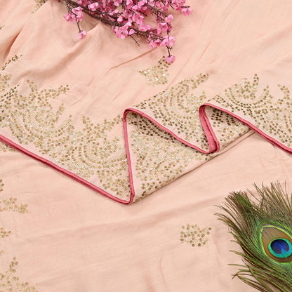 Rare Vintage Peach Pure Silk Saree Zardozi Hand Embroidered Designer Sabyasachi Sari 6 Yard Bollywood Party Wear