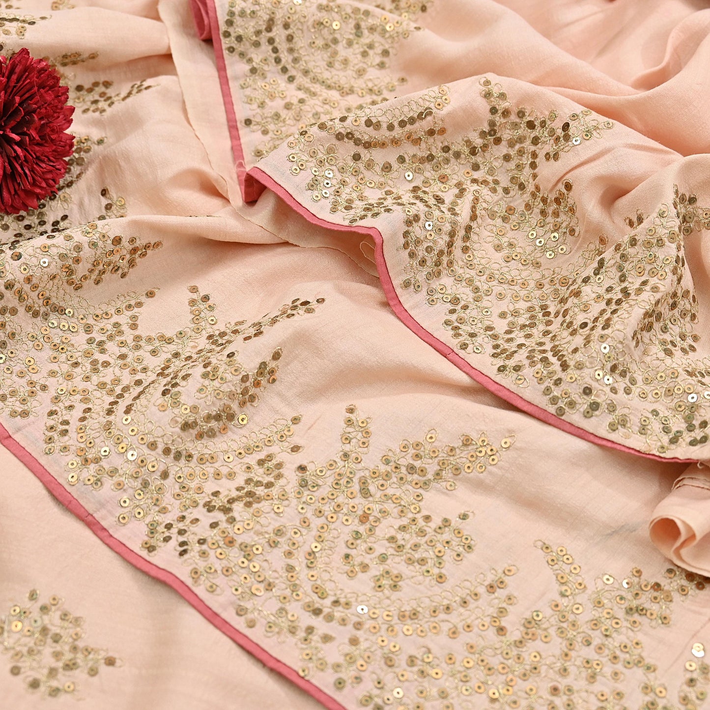 Rare Vintage Peach Pure Silk Saree Zardozi Hand Embroidered Designer Sabyasachi Sari 6 Yard Bollywood Party Wear