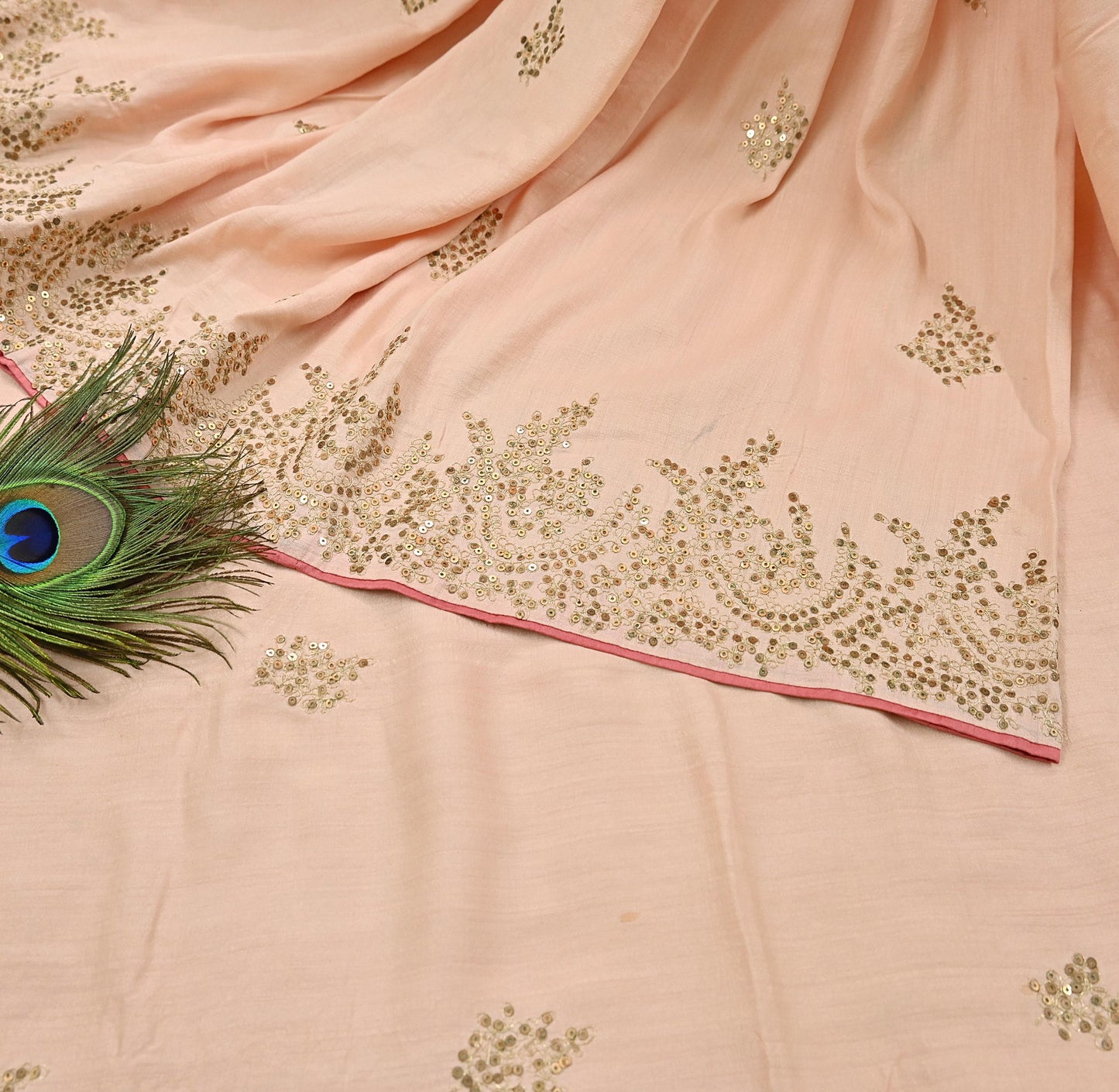 Rare Vintage Peach Pure Silk Saree Zardozi Hand Embroidered Designer Sabyasachi Sari 6 Yard Bollywood Party Wear