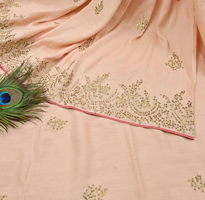 Rare Vintage Peach Pure Silk Saree Zardozi Hand Embroidered Designer Sabyasachi Sari 6 Yard Bollywood Party Wear