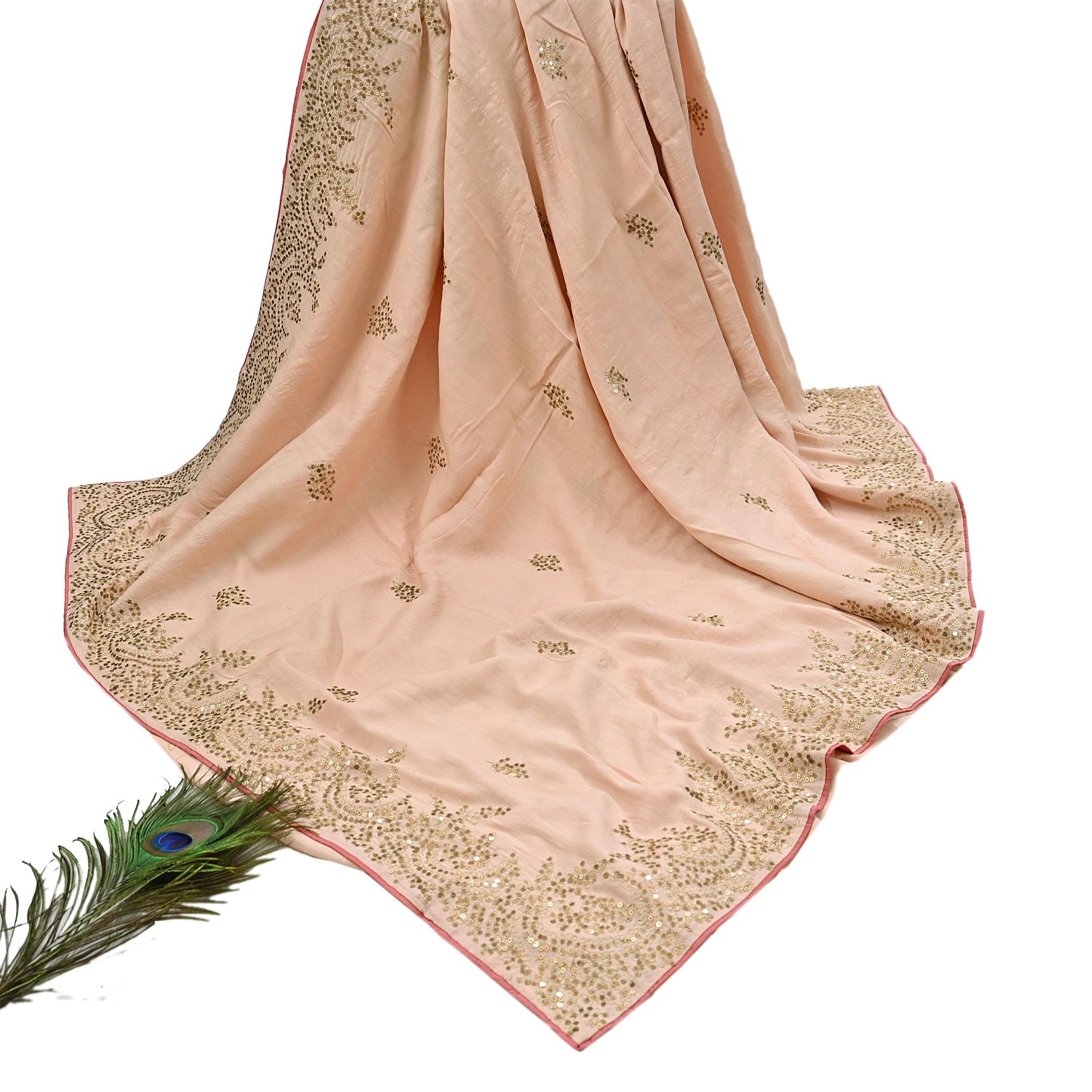 Rare Vintage Peach Pure Silk Saree Zardozi Hand Embroidered Designer Sabyasachi Sari 6 Yard Bollywood Party Wear