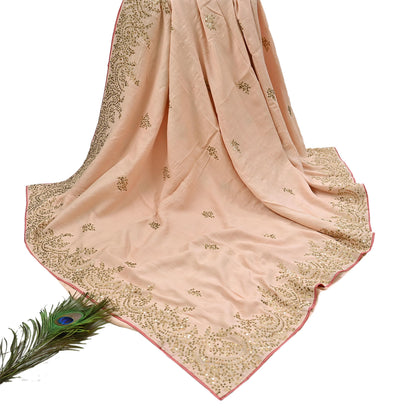 Rare Vintage Peach Pure Silk Saree Zardozi Hand Embroidered Designer Sabyasachi Sari 6 Yard Bollywood Party Wear