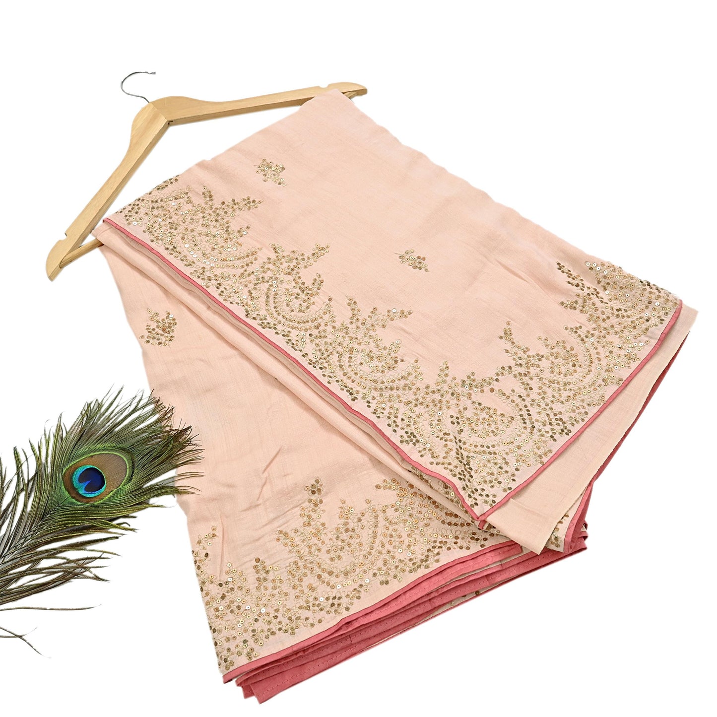 Rare Vintage Peach Pure Silk Saree Zardozi Hand Embroidered Designer Sabyasachi Sari 6 Yard Bollywood Party Wear