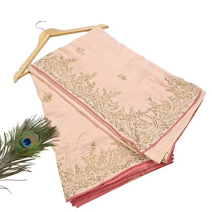 Rare Vintage Peach Pure Silk Saree Zardozi Hand Embroidered Designer Sabyasachi Sari 6 Yard Bollywood Party Wear