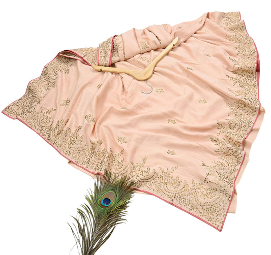 Rare Vintage Peach Pure Silk Saree Zardozi Hand Embroidered Designer Sabyasachi Sari 6 Yard Bollywood Party Wear