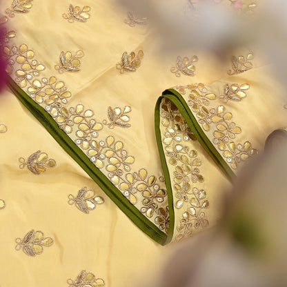 Rare Vintage Yellow Pure Silk Saree Zardozi Gota Hand Embroidered Designer Sabyasachi Sari 6 Yard Bollywood Party Wear