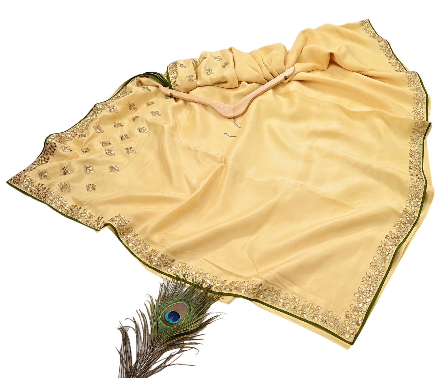 Rare Vintage Yellow Pure Silk Saree Zardozi Gota Hand Embroidered Designer Sabyasachi Sari 6 Yard Bollywood Party Wear