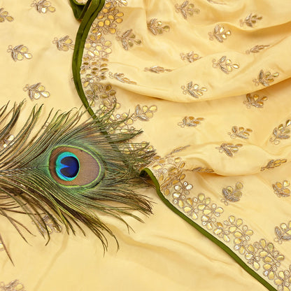 Rare Vintage Yellow Pure Silk Saree Zardozi Gota Hand Embroidered Designer Sabyasachi Sari 6 Yard Bollywood Party Wear
