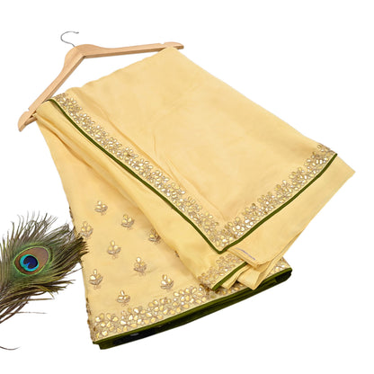 Rare Vintage Yellow Pure Silk Saree Zardozi Gota Hand Embroidered Designer Sabyasachi Sari 6 Yard Bollywood Party Wear