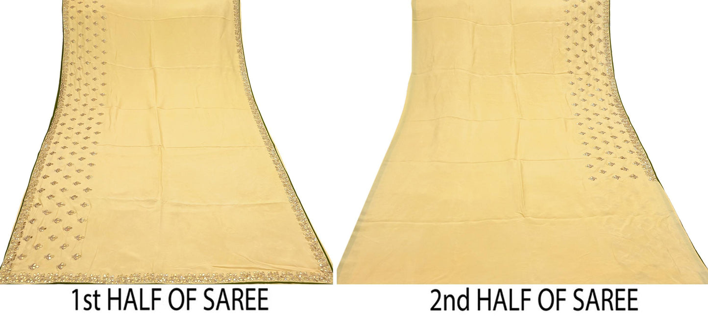 Rare Vintage Yellow Pure Silk Saree Zardozi Gota Hand Embroidered Designer Sabyasachi Sari 6 Yard Bollywood Party Wear