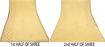 Rare Vintage Yellow Pure Silk Saree Zardozi Gota Hand Embroidered Designer Sabyasachi Sari 6 Yard Bollywood Party Wear