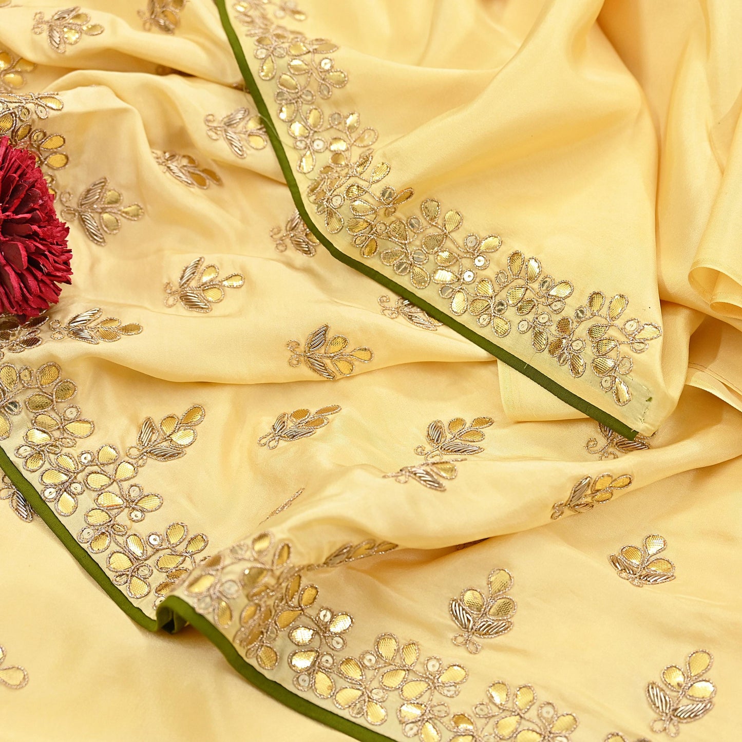 Rare Vintage Yellow Pure Silk Saree Zardozi Gota Hand Embroidered Designer Sabyasachi Sari 6 Yard Bollywood Party Wear