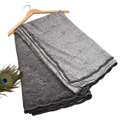 Vintage Gray Net Saree Heavy Hand Embroidery 5.5 Yards Soft Mesh Fabric Ideal for Crafting Wedding Wear Bollywood sarees