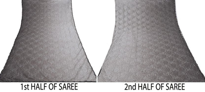 Vintage Gray Net Saree Heavy Hand Embroidery 5.5 Yards Soft Mesh Fabric Ideal for Crafting Wedding Wear Bollywood sarees