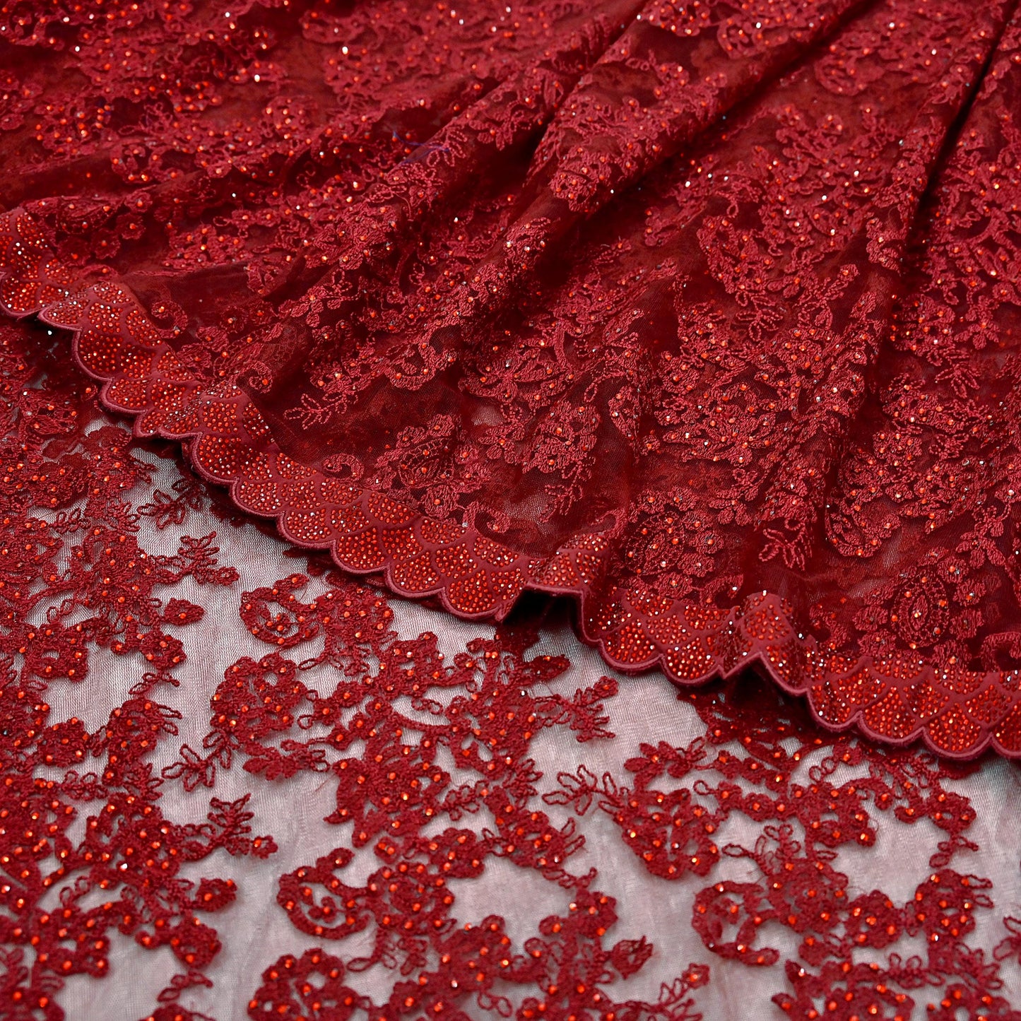 Rare Vintage Maroon Net Saree Hand Beaded Abu Jani Designer Sari 6 Yards Bollywood Party Wear Ethnic