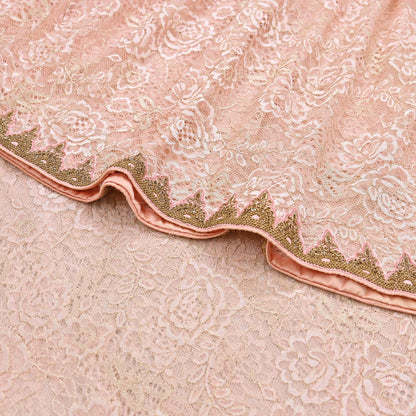 Vintage Peach Net Saree Heavy Hand Embroidery 6 Yards Soft Mesh Fabric Ideal for Crafting Wedding Wear Bollywood sarees
