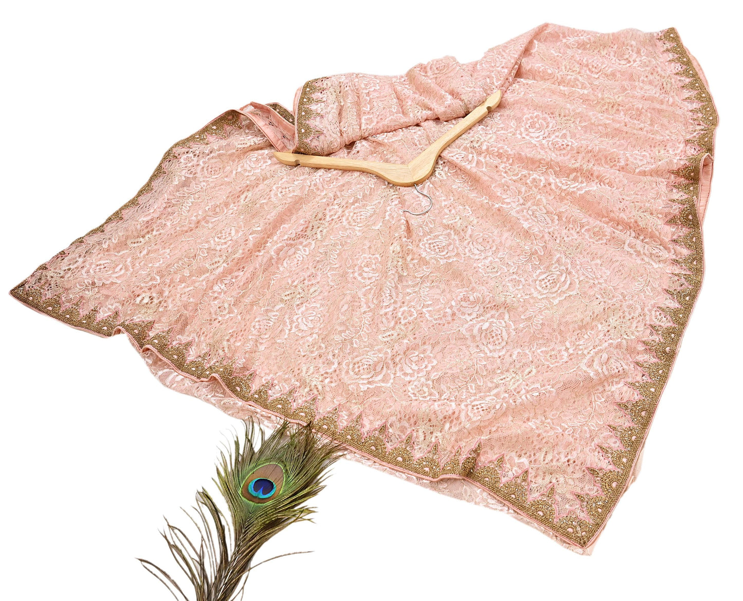 Vintage Peach Net Saree Heavy Hand Embroidery 6 Yards Soft Mesh Fabric Ideal for Crafting Wedding Wear Bollywood sarees