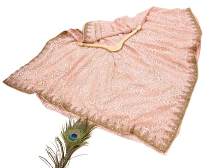 Vintage Peach Net Saree Heavy Hand Embroidery 6 Yards Soft Mesh Fabric Ideal for Crafting Wedding Wear Bollywood sarees