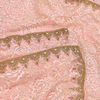 Vintage Peach Net Saree Heavy Hand Embroidery 6 Yards Soft Mesh Fabric Ideal for Crafting Wedding Wear Bollywood sarees