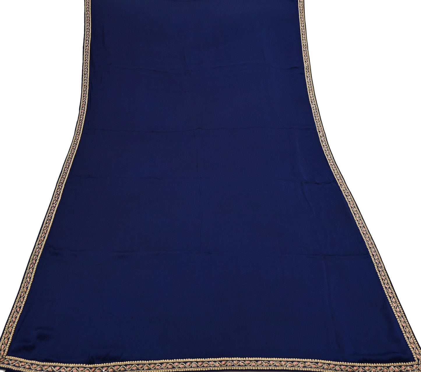 Rare Vintage Blue Pure Satin Silk Saree Zardozi Hand Embroidered Designer Sabyasachi Sari 6 Yard Bollywood Party Wear