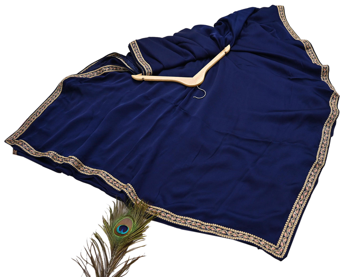 Rare Vintage Blue Pure Satin Silk Saree Zardozi Hand Embroidered Designer Sabyasachi Sari 6 Yard Bollywood Party Wear