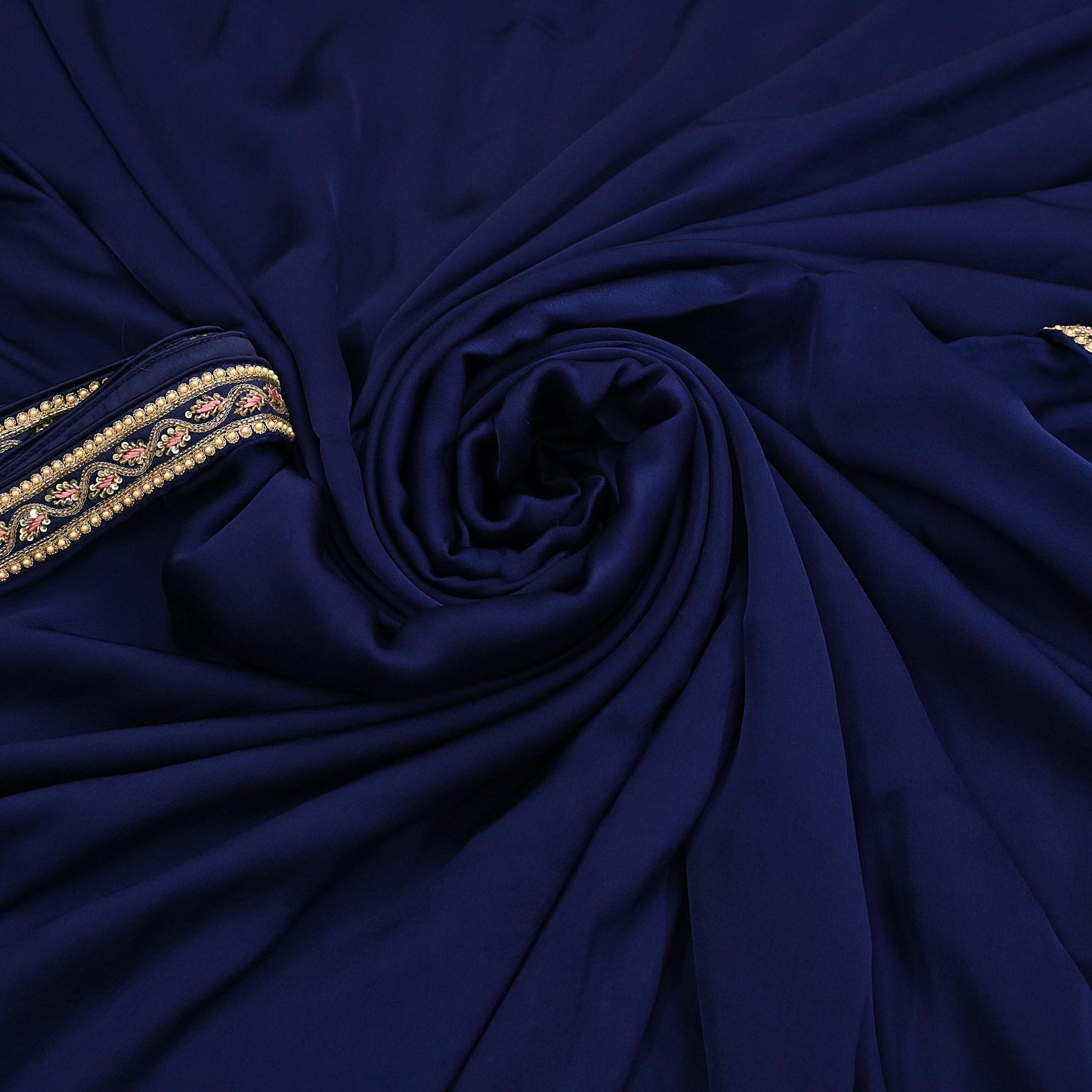 Rare Vintage Blue Pure Satin Silk Saree Zardozi Hand Embroidered Designer Sabyasachi Sari 6 Yard Bollywood Party Wear