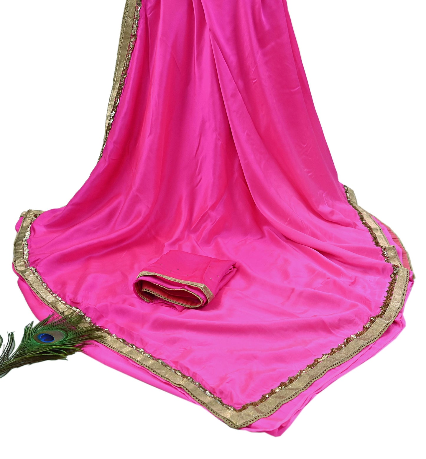 Rare Vintage Pink Pure Satin Silk Saree Hand Embroidered Designer Sabyasachi Sari 5.5 Yard Bollywood Party Wear with Blouse Fabric