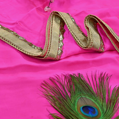 Rare Vintage Pink Pure Satin Silk Saree Hand Embroidered Designer Sabyasachi Sari 5.5 Yard Bollywood Party Wear with Blouse Fabric