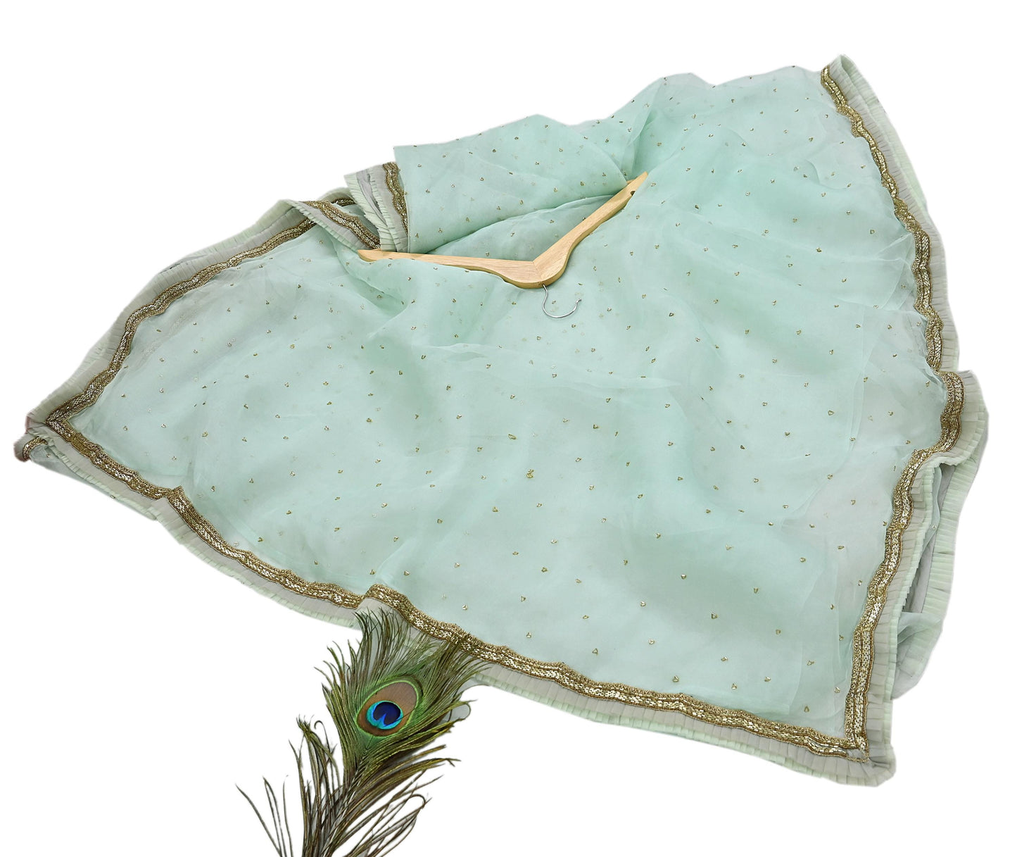 Rare Vintage Green Pure Organza Silk Saree Zardozi Hand Embroidered Designer Abu Jani Sari 6 Yard Bollywood Party Wear