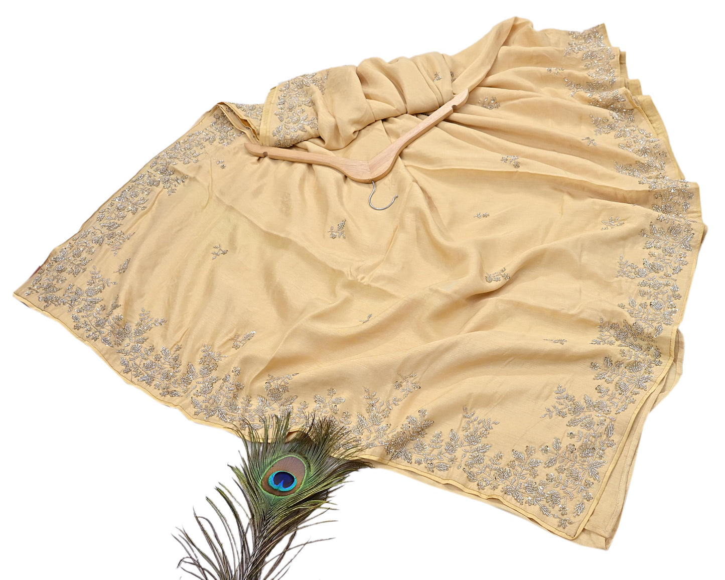 Rare Vintage Yellow Blend Silk Saree Hand Embroidered Fabric 6 Yard Sari Bollywood Party Wear Ethnic Designer Saree
