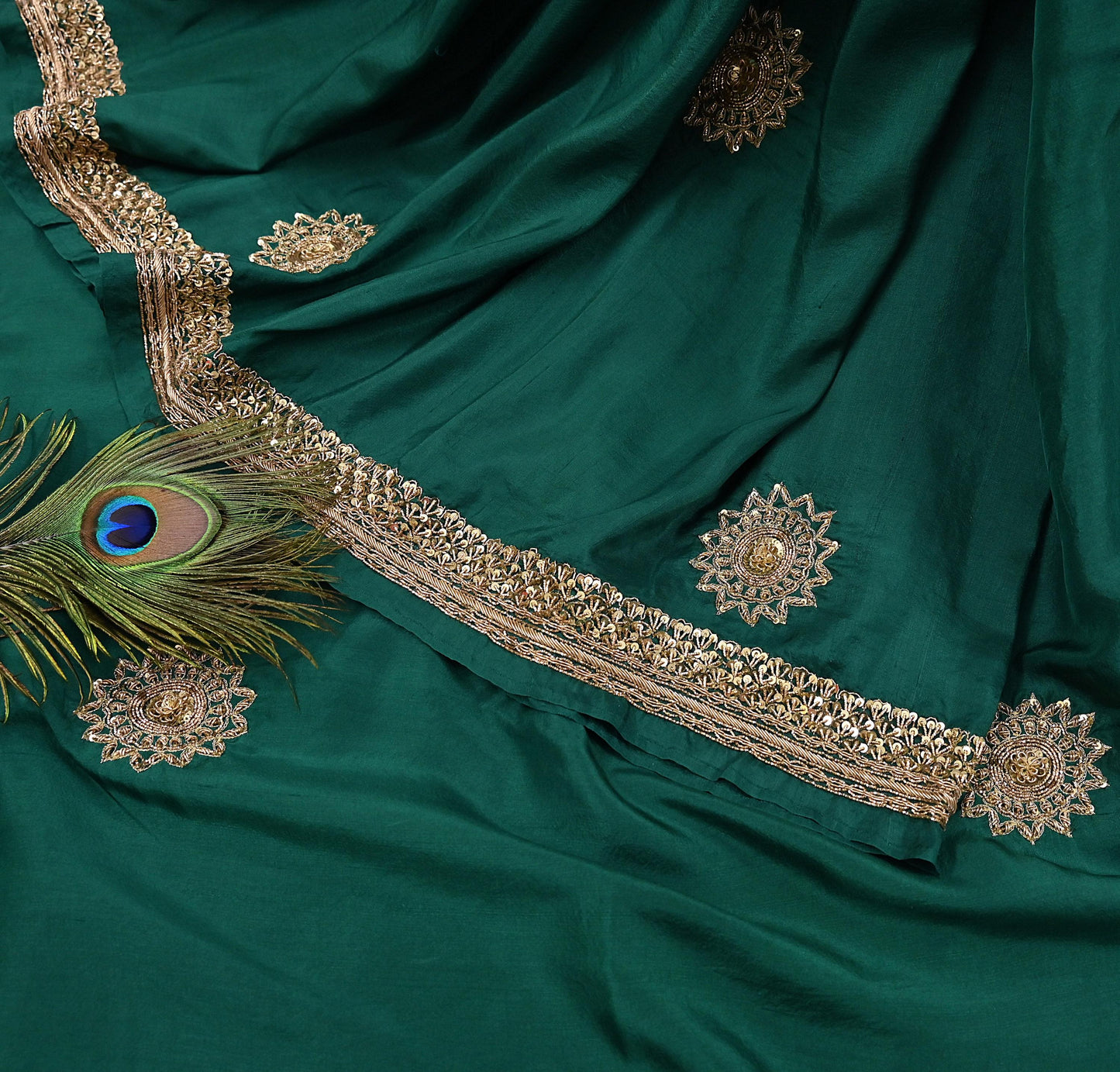 Rare Vintage Bottle Green Pure Silk Saree Zardozi Hand Embroidered Designer Sabyasachi Sari 6 Yard Bollywood Party Wear