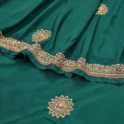 Rare Vintage Bottle Green Pure Silk Saree Zardozi Hand Embroidered Designer Sabyasachi Sari 6 Yard Bollywood Party Wear