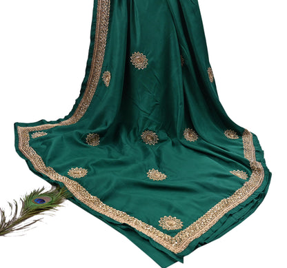 Rare Vintage Bottle Green Pure Silk Saree Zardozi Hand Embroidered Designer Sabyasachi Sari 6 Yard Bollywood Party Wear