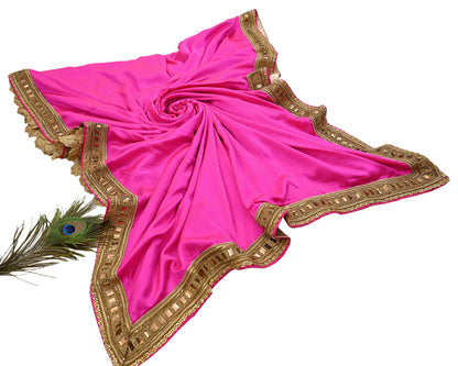 Rare Vintage Pink Golden Net & Pure Satin Silk Saree Heavy Hand Embroidery 6 Yards Wedding Wear Bollywood sarees