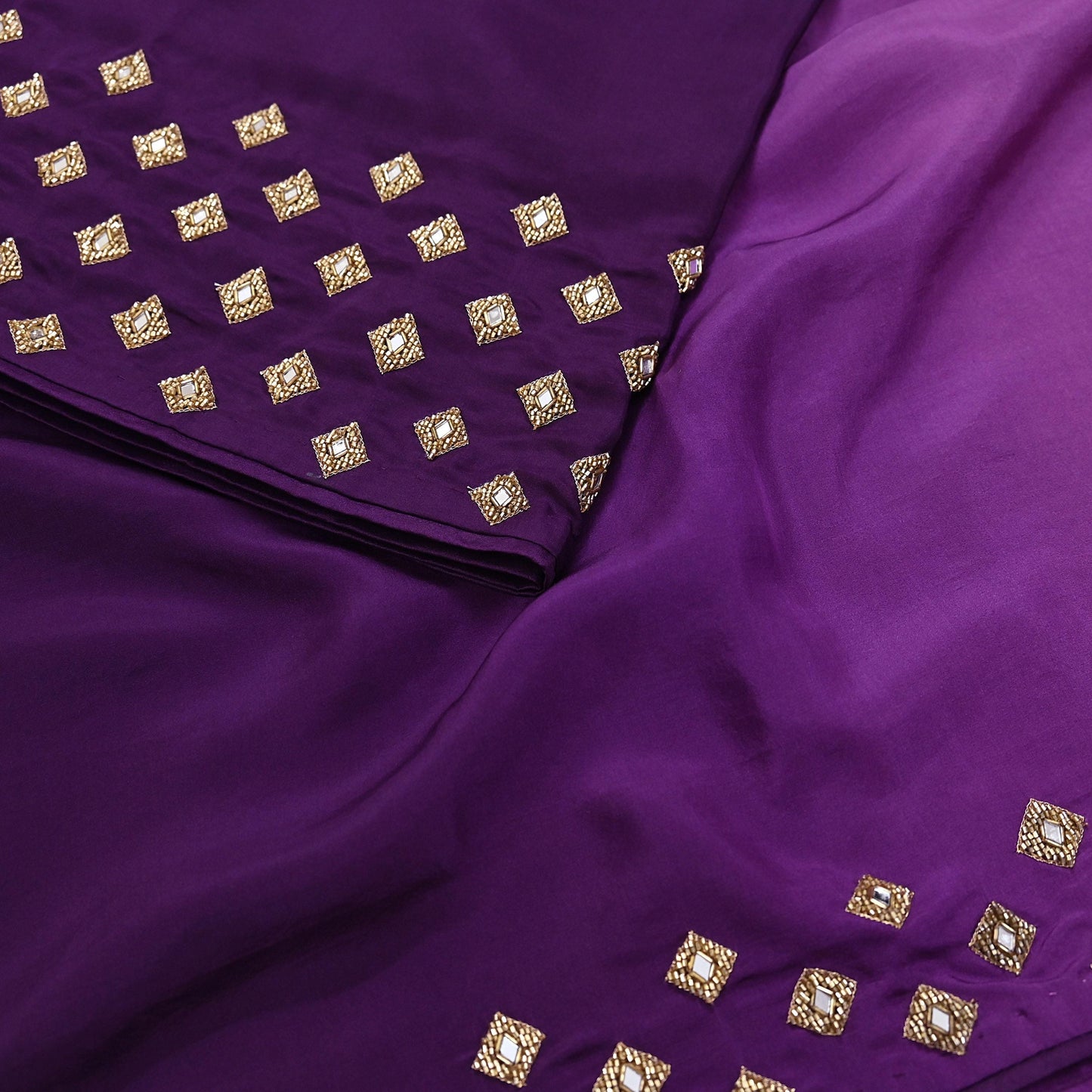 Rare Vintage Purple Pure Silk Saree Hand Embroidered Fabric 6 Yard Sari Bollywood Party Wear Ethnic Designer Saree