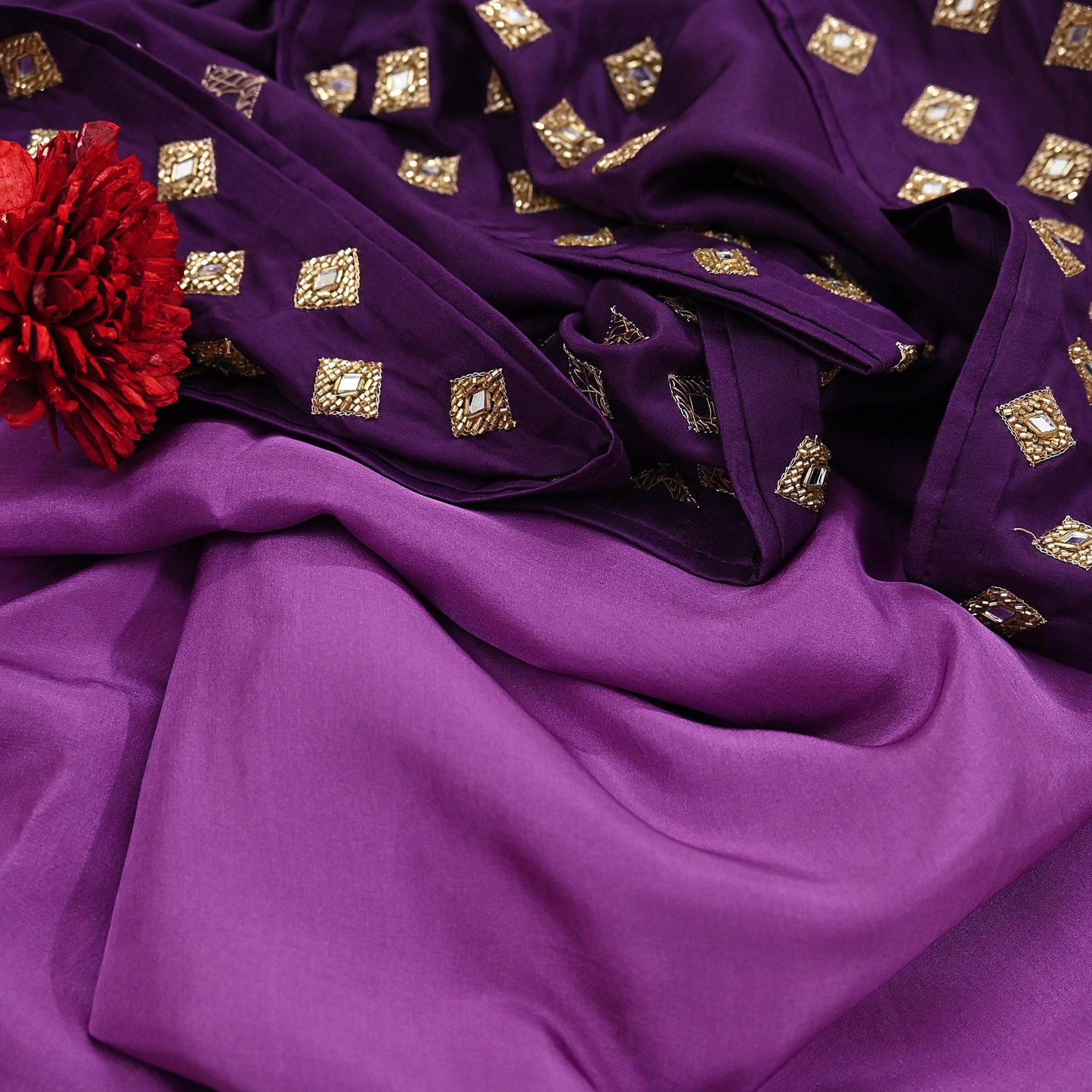 Rare Vintage Purple Pure Silk Saree Hand Embroidered Fabric 6 Yard Sari Bollywood Party Wear Ethnic Designer Saree