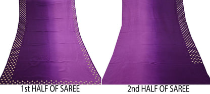 Rare Vintage Purple Pure Silk Saree Hand Embroidered Fabric 6 Yard Sari Bollywood Party Wear Ethnic Designer Saree
