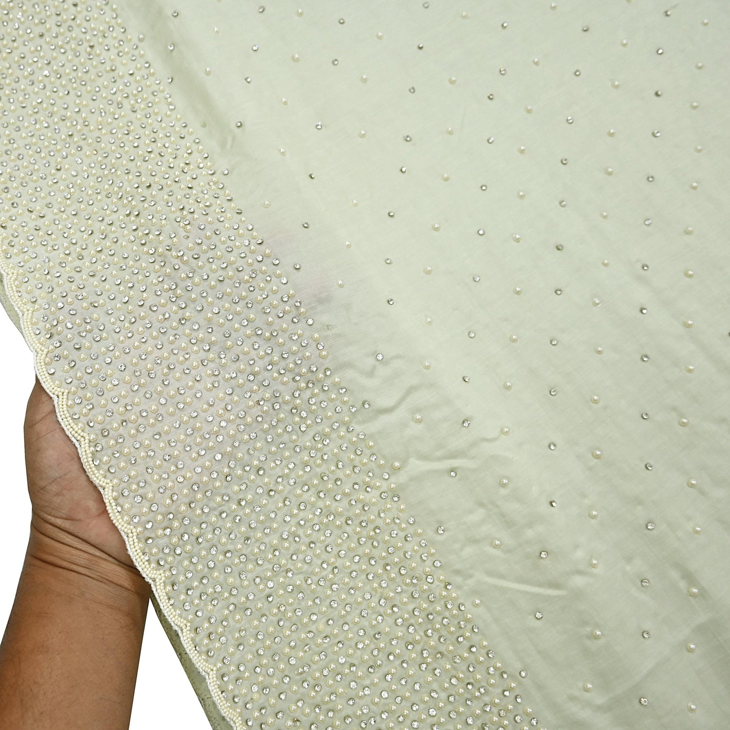 Rare Vintage Olive Green Pure Satin Silk Saree Hand Embroidered Fabric 5.5 Yards Sari Bollywood Party Wear Ethnic Designer Saree