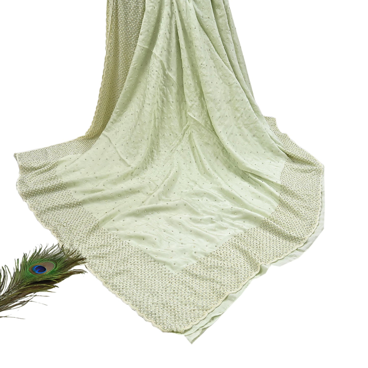 Rare Vintage Olive Green Pure Satin Silk Saree Hand Embroidered Fabric 5.5 Yards Sari Bollywood Party Wear Ethnic Designer Saree