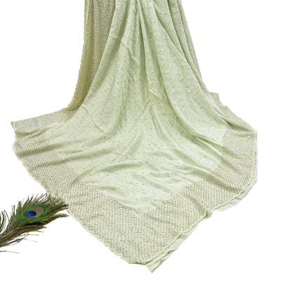 Rare Vintage Olive Green Pure Satin Silk Saree Hand Embroidered Fabric 5.5 Yards Sari Bollywood Party Wear Ethnic Designer Saree