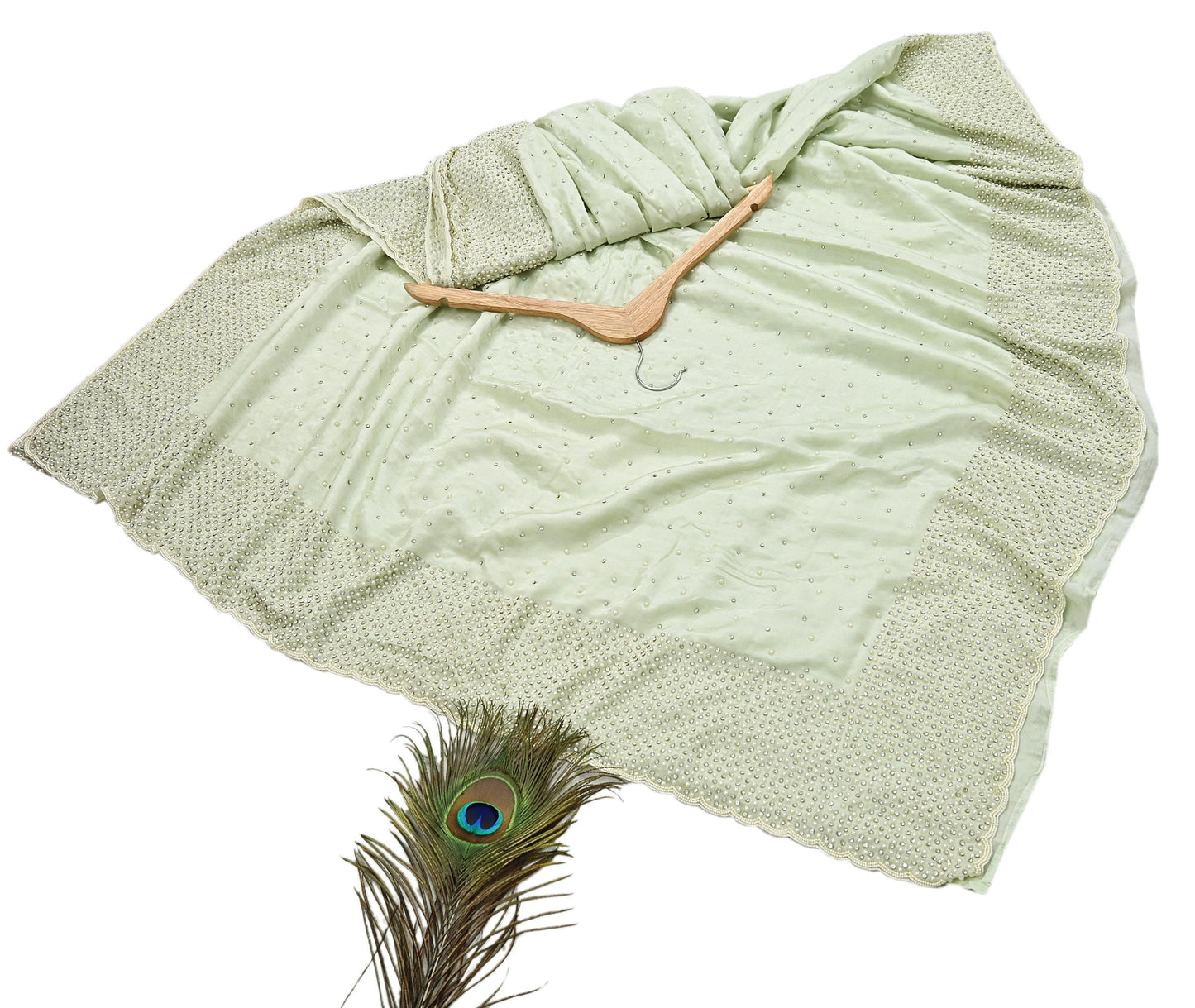 Rare Vintage Olive Green Pure Satin Silk Saree Hand Embroidered Fabric 5.5 Yards Sari Bollywood Party Wear Ethnic Designer Saree