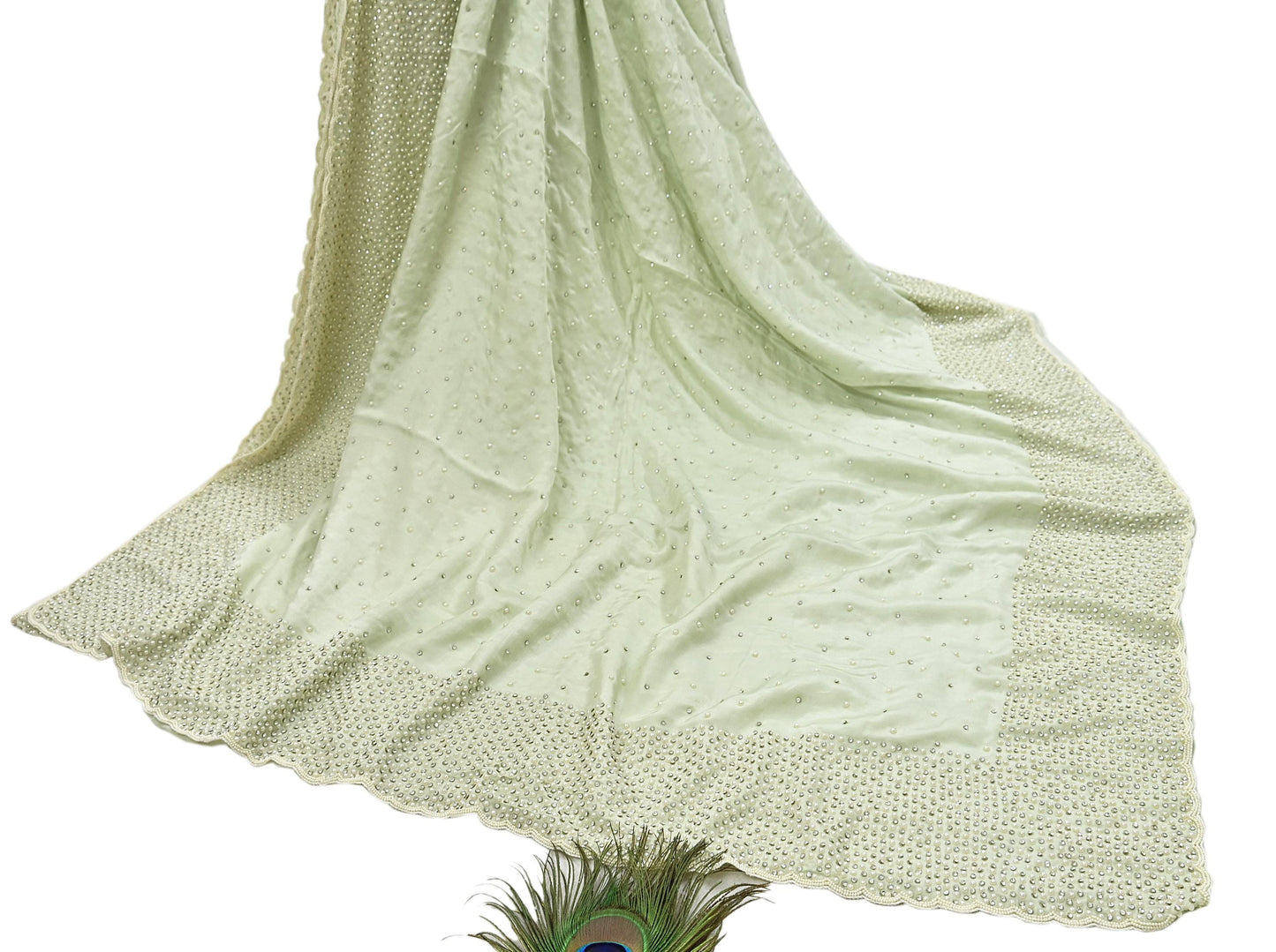 Rare Vintage Olive Green Pure Satin Silk Saree Hand Embroidered Fabric 5.5 Yards Sari Bollywood Party Wear Ethnic Designer Saree