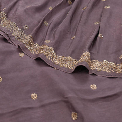 Rare Vintage Dusty Purple Pure Silk Saree Zardozi Hand Embroidered Designer Sabyasachi Sari 5.5 Yard Bollywood Party Wear