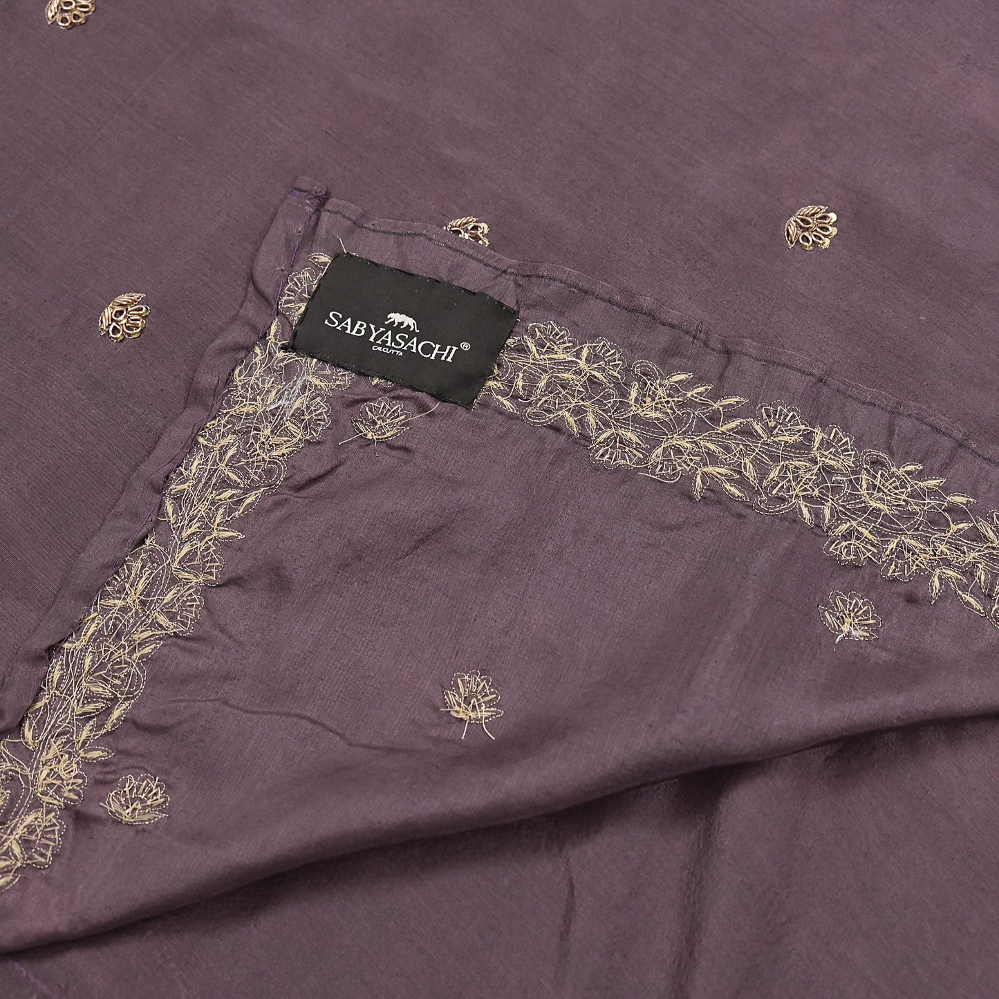 Rare Vintage Dusty Purple Pure Silk Saree Zardozi Hand Embroidered Designer Sabyasachi Sari 5.5 Yard Bollywood Party Wear