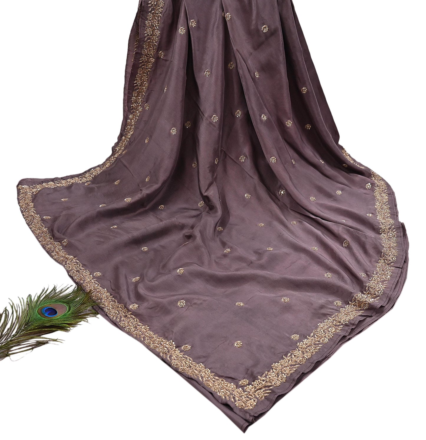 Rare Vintage Dusty Purple Pure Silk Saree Zardozi Hand Embroidered Designer Sabyasachi Sari 5.5 Yard Bollywood Party Wear