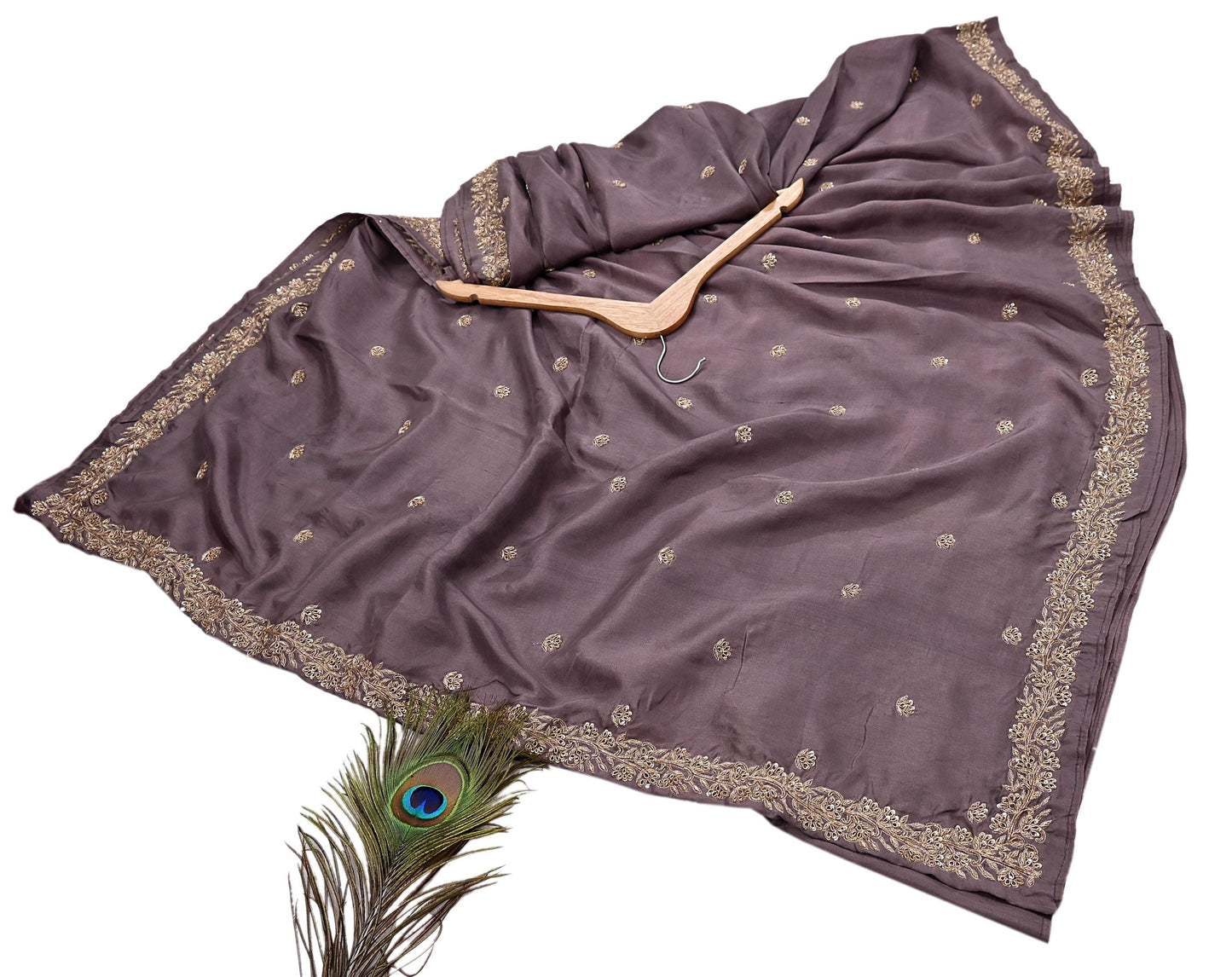 Rare Vintage Dusty Purple Pure Silk Saree Zardozi Hand Embroidered Designer Sabyasachi Sari 5.5 Yard Bollywood Party Wear
