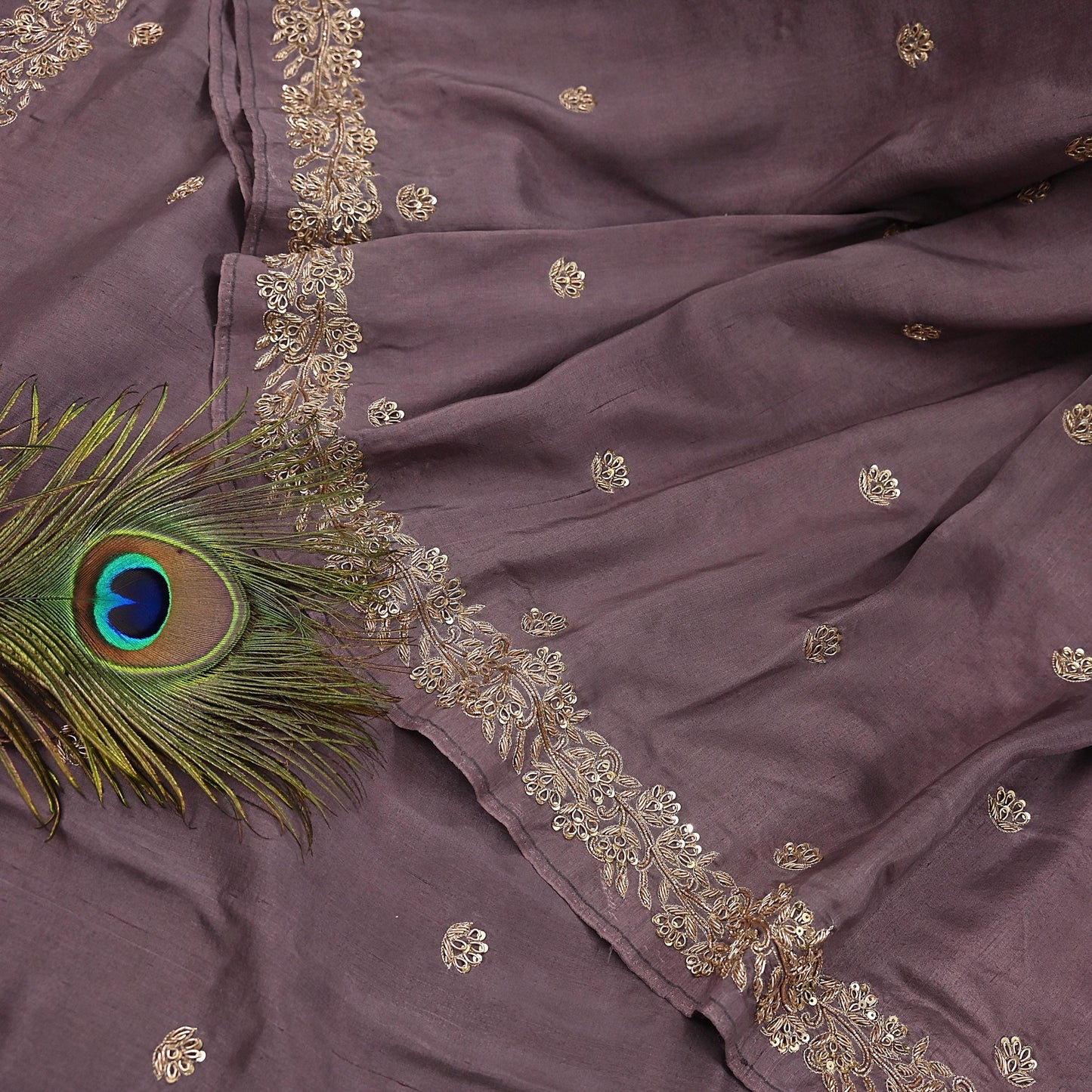 Rare Vintage Dusty Purple Pure Silk Saree Zardozi Hand Embroidered Designer Sabyasachi Sari 5.5 Yard Bollywood Party Wear