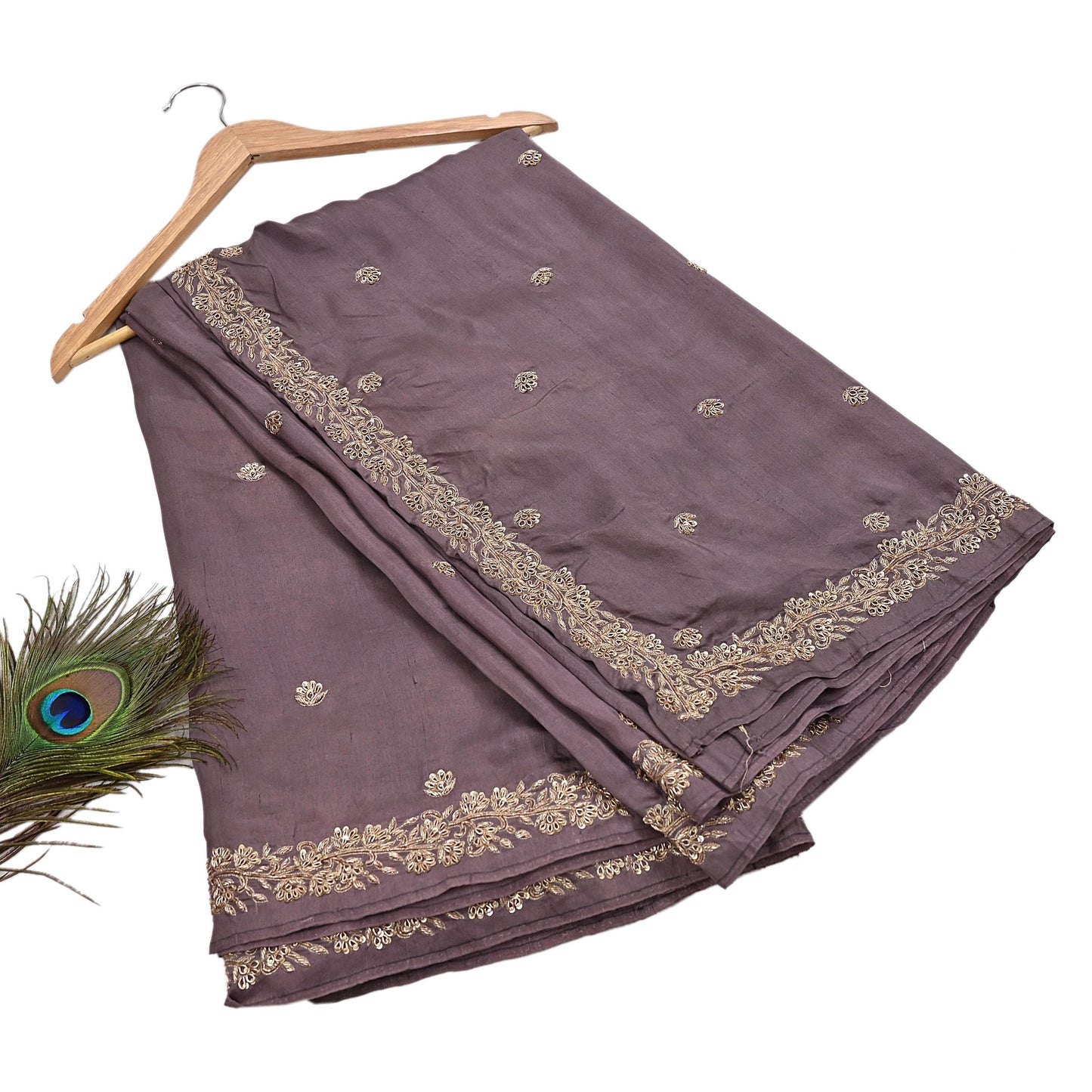 Rare Vintage Dusty Purple Pure Silk Saree Zardozi Hand Embroidered Designer Sabyasachi Sari 5.5 Yard Bollywood Party Wear