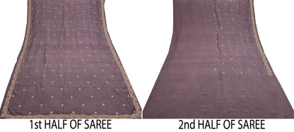 Rare Vintage Dusty Purple Pure Silk Saree Zardozi Hand Embroidered Designer Sabyasachi Sari 5.5 Yard Bollywood Party Wear